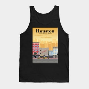 Houston travel poster in a vintage and minimal retro style Tank Top